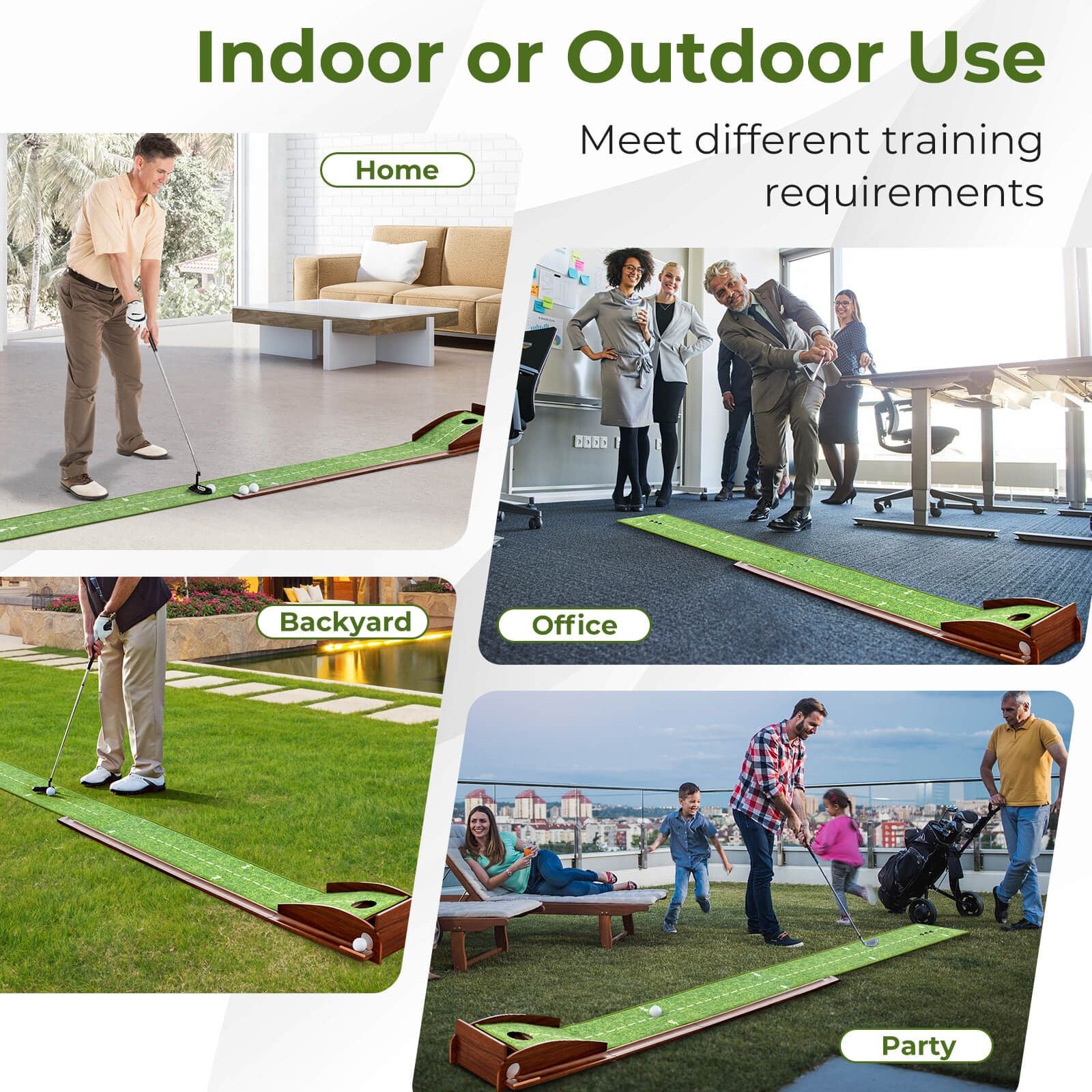 Golf Putting Mat Training Aid with Auto Ball Return and 3 Balls