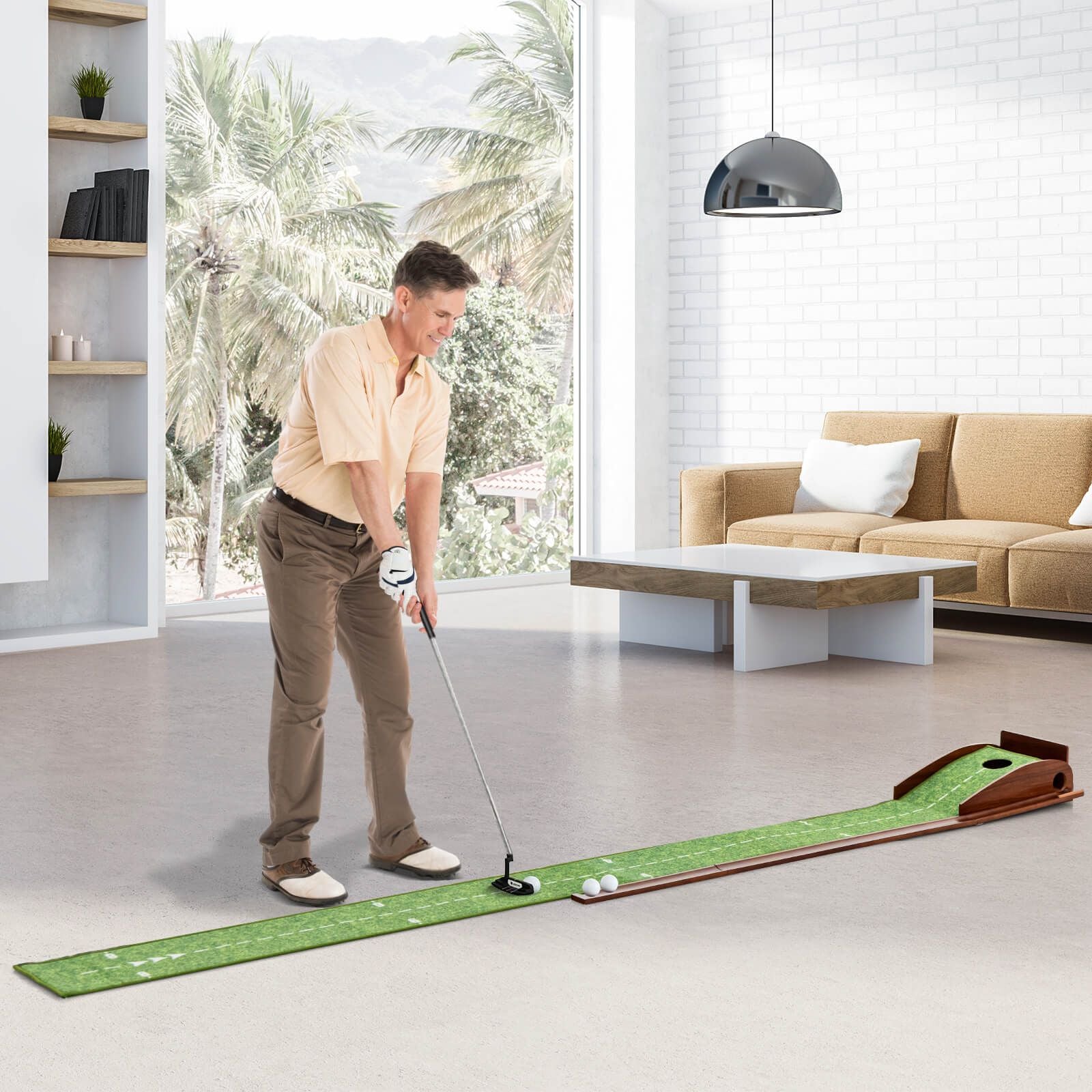 Golf Putting Mat Training Aid with Auto Ball Return and 3 Balls