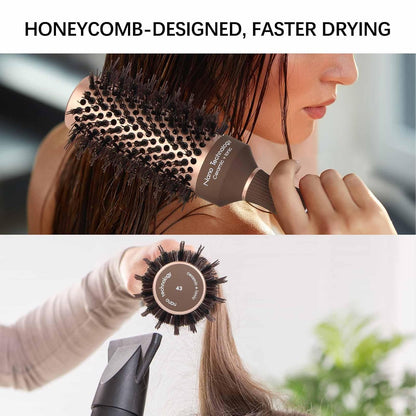 Hair Brush, round Brush for Blow Drying, Curling, Styling, Nano Thermal Ceramic & Ionic Tech, Boar Bristle, Volume & Shine, Brown (3 Inch, 1.7 Inch Barrel)