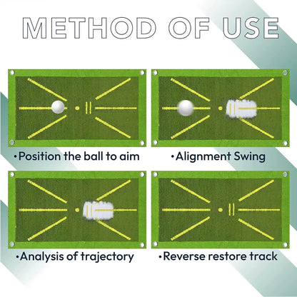 Golf Training Mat Kit for Swing Path Feedback Detection Correcting Hitting Posture Golf Practice Mat Advanced Guides Aid Pad